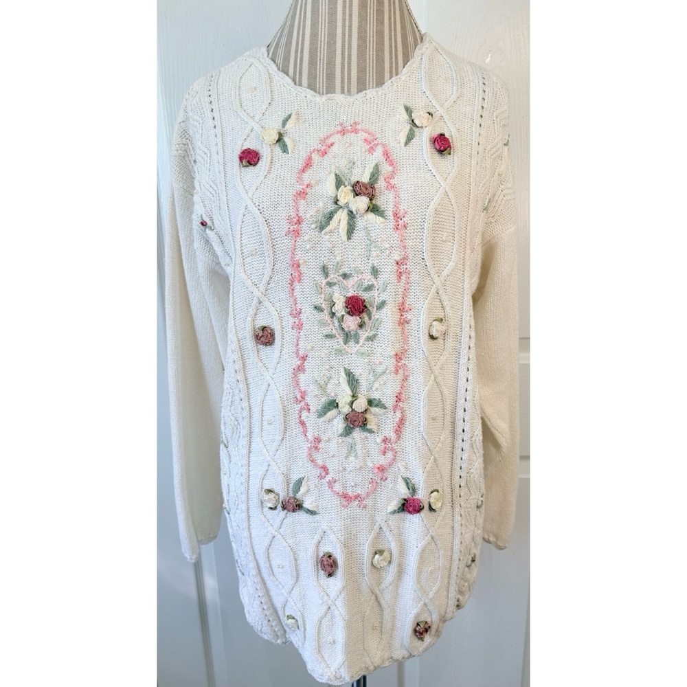 Vintage SHENANIGANS Embroidered Appliqué Cottagecore Tunic Sweater Medium